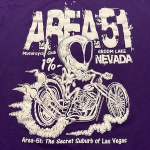 Area 51 Groom Lake Motorcycle Club 2015 T Shirt, Women Size M